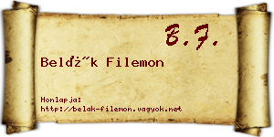 Belák Filemon névjegykártya